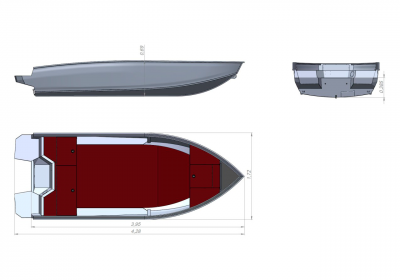 Лодка алюминиевая Xstream 400 с консолью